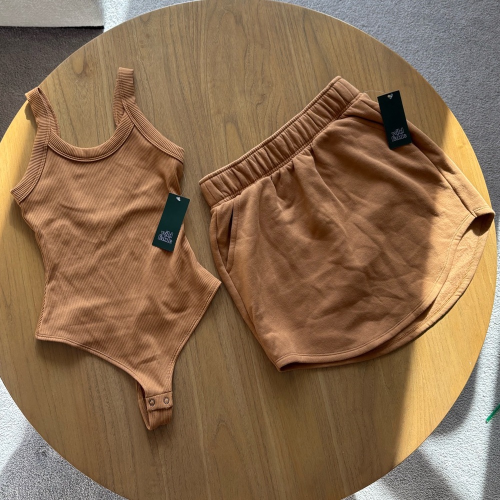 Wild Fable Fleece Mini Skirt + Ribbed Bodysuit